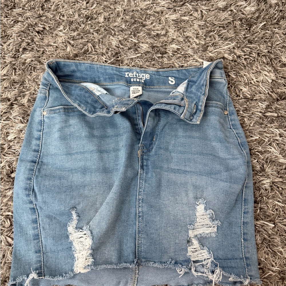 Refuge Light Blue Denim Skirt